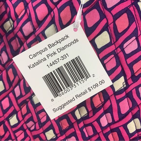 NWT Vera Bradley Campus Backpack Katalina Pink Diamond s back to school - Picture 10 of 11